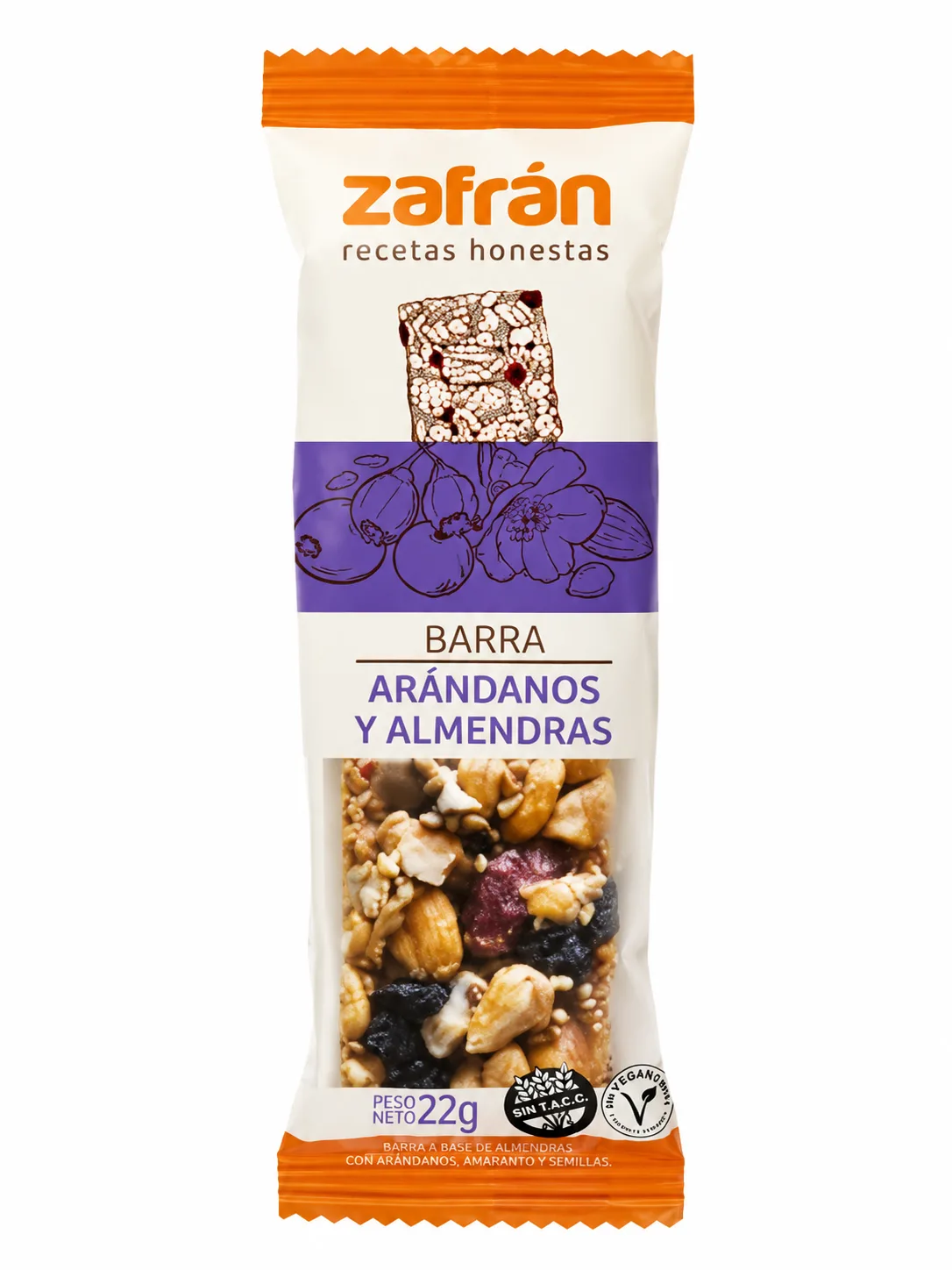 Barra de arándanos y almendras